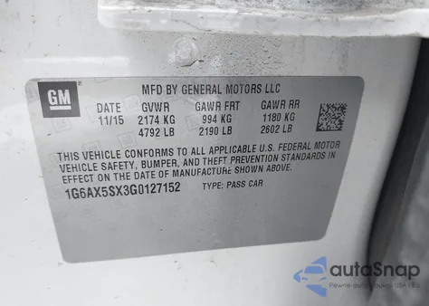 2016 Cadillac Cts Luxury Collection z USA, uszkodzony, nr VIN 1G6AX5SX3G0127152